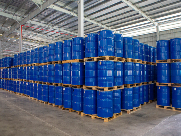 Blue Barrels in Warehouse containing Fine Chemicals