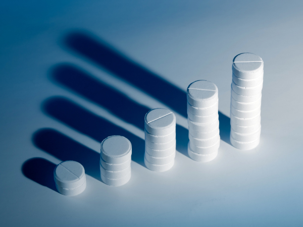 Medication - Tablets stacked to make a column
